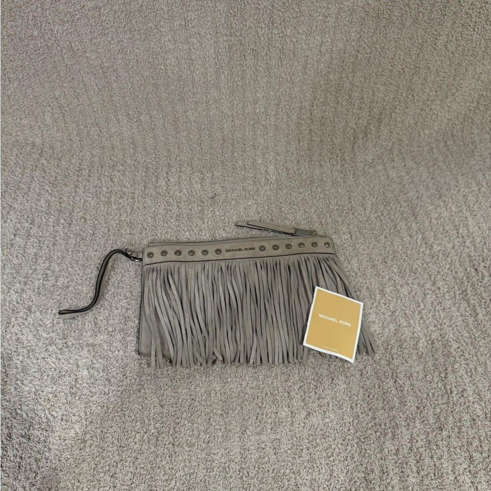 Michael Kors Taupe Fringe Wristlet